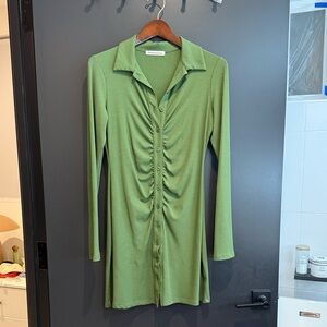 Reformation Green Ribbed Knit Mini Dress